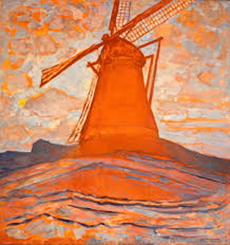reproductie De Blaricumse molen van Piet Mondriaan